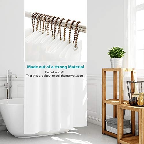 BallchainAge Shower Curtain Hooks, Shower Curtain Rings 12pcs, spa-Quality Look-Antique Brass
