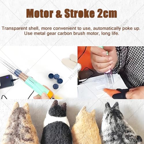 Elektrische Filznadelmaschine Kit, Elektrisches Wollfilzwerkzeug, Nadelfilzmaschine für schnelles Filzen, Strich 2 cm, Wollfilz Bastelset für DIY Wollmalerei, gefilzte Bastelarbeiten, Orange