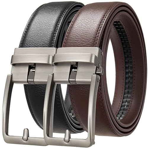 Men's Genuine Leather Ratchet Belt with Automatic Buckle Fashion Business Strap for Jeans and Formal Outfits2