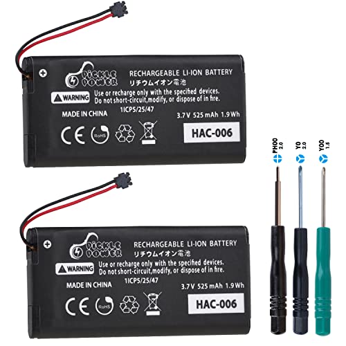 Pickle Power Joy Con Battery Replacement, 2pcs HAC-006 Battery for Nintendo Switch HAC-015 HAC-016 Left & Right Joy-Con Controller