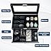 ProCase Lacquered Finish Wooden Men's Jewelry Box, 6 Slots Watch and Sunglasses Box Organizer for Men, 2-Tier Watch Holder Display Cases with Glass Top and Storage Drawer -Black