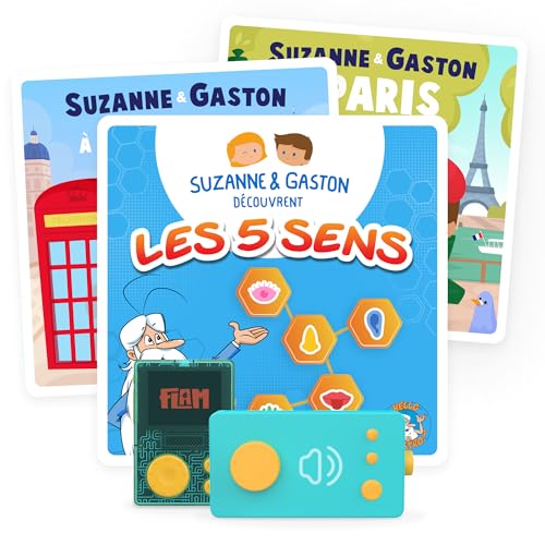 Lunii- 3 Livres Audio interactifs-Pack découverte de 40 Histoires Suzanne et Gaston pour Enfants de 3 à 8 ans-5H02 d'écoute sur la conteuse Ma Fabrique à Histoires, Boîte à Histoires Lunii