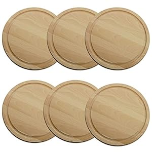 SIDCO Snijplank 6 x beuken vleesborden hambord rond broodplank Ø 25 cm