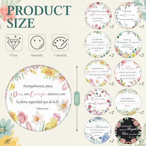 Abbylike 40 Pcs Christian Include 20 Bible Verse Makeup Bags 20 Christian Compact Mirrors Inspirational Religious Scripture Sister Birthday Christmas(Spanish Style)