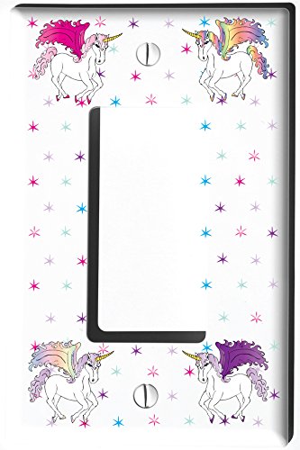 Unicorn Horse Light Switch Plate and Outlet Covers Unicorn Pony Children's Room Decor (Single Rocker)