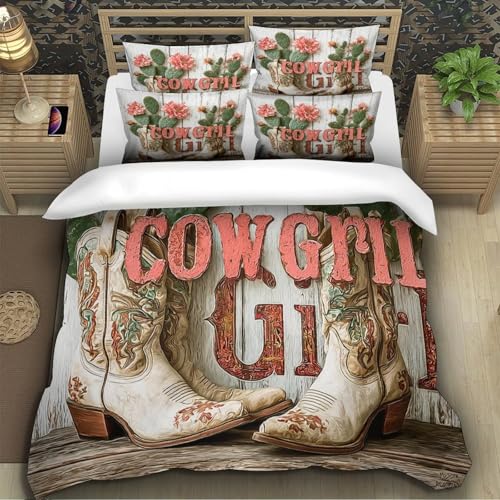 Parure de lit bottes de cow-girl housse de couette 140x200 cm microfibre légère