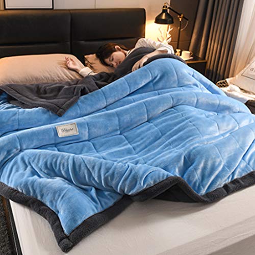 Mantas de tres capas gruesas de franela de lana de cordero, mantas suaves y cómodas para mantener el calor, mantas de siesta, mantas de aire acondicionado, mantas de sofá, etc. (Tamaño: matrimonial