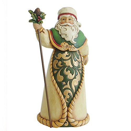 Jim Shore Green Ivory And Gold Santa Figurine