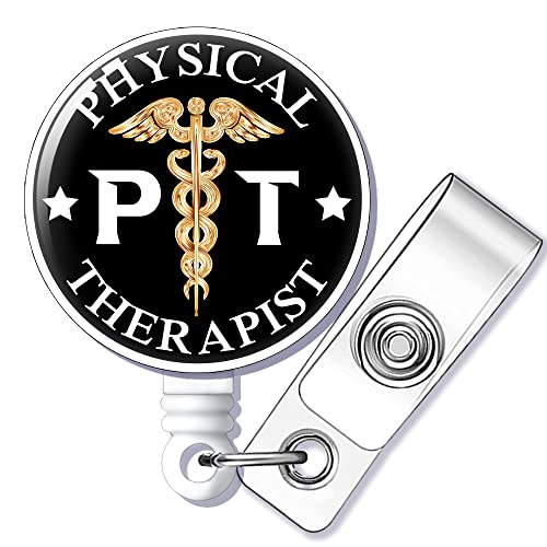 Geygie Pt Physical Therapist Badge Reel Retractable With Alligator Clip, Funny Id Badge Holder Gift For Doctors Nurses Pta Occupational Therapy Nursing Doctor Teacher Student #TOP27