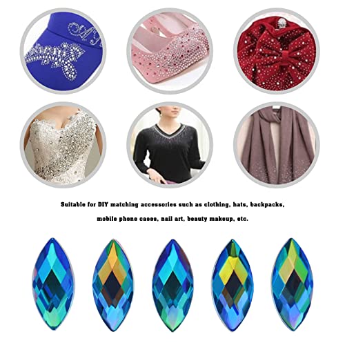 OTOTEC 500Pcs Acrylic Sew On Rhinestones AB Decorative Crystal Horse Eye Shape Rhinestones Decoration for DIY Making Crafts Scrapbooks Clothing Phones Blue - Image 3
