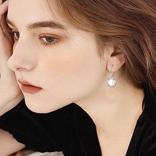 POPLYKE FreshWater Pearl Dangle Earrings 925 Sterling Silver Lapis lazuli Turquoise Larimar Opal Black Pearl Leverback Earrings for Women Birthday Hypoallergenic3