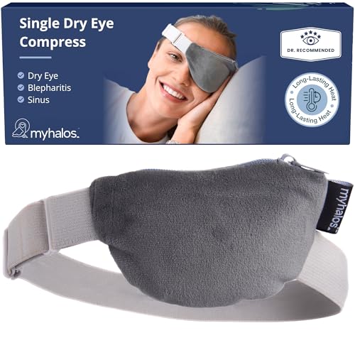 MyHalos Heated Eye Compress & Stye Eye Treatment for Dry Eyes - Washable Warm Stye Compress -Reversible Moist Heat Eye Mask for Blepharitis & MGD - Eye Stye Heat Compress - Stye Treatment Patch
