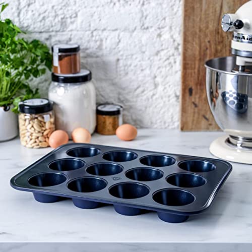 Blue Diamond Bakeware Diamond Infused Ceramic Nonstick, 12 Cup Muffin And Cupcake Baking Pan, Dishwasher And Freezer Safe, Pfas-Free, Blue #TOP1