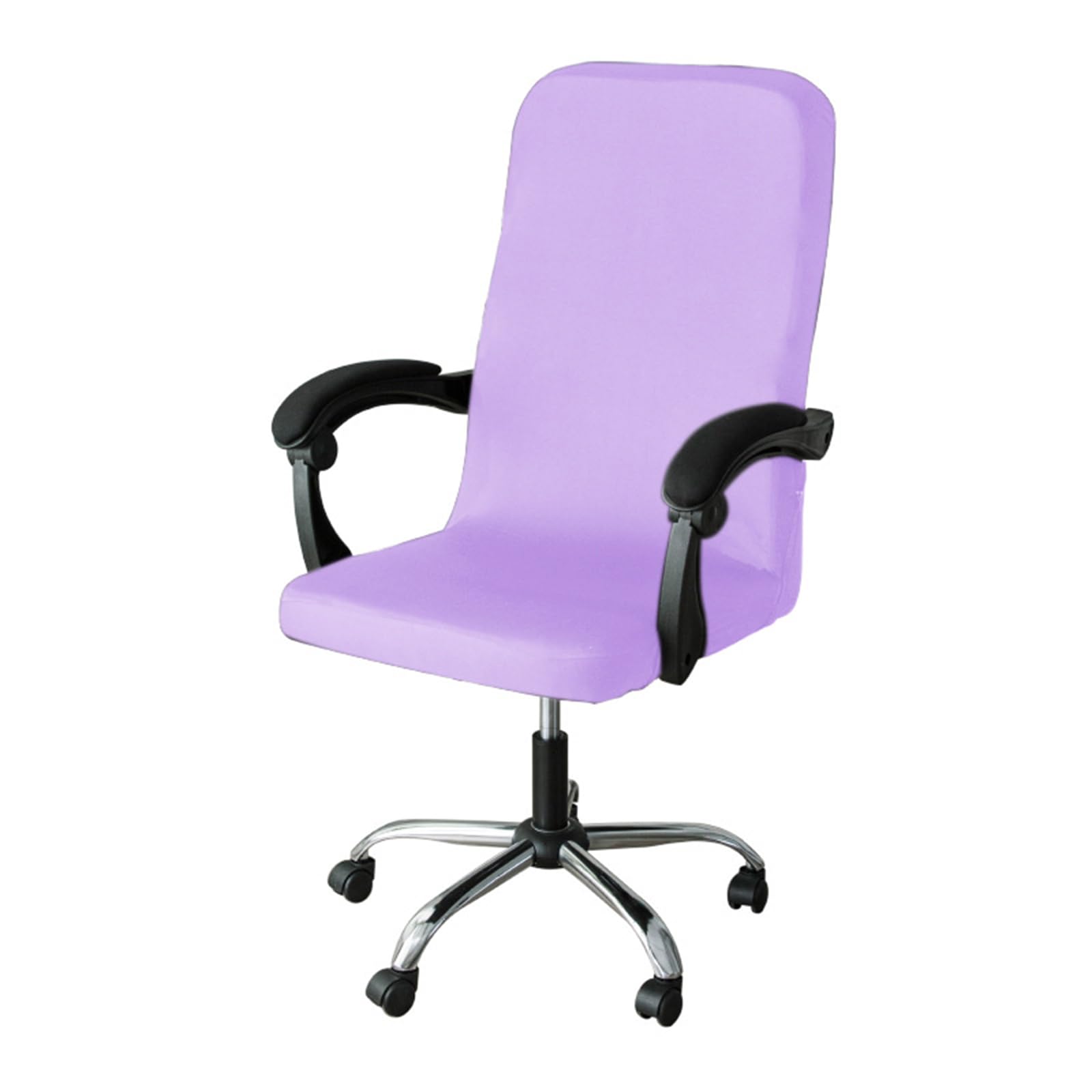GUYIRT Solid Color Computer Office Chair Covers, Dustproof Chair Slip Cover Universal High Back Executive Office Chair Slipcovers-light purple-Large