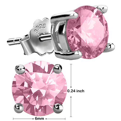 Sterling Silver Stud Earrings For Girls Cubic Zirconia Studs Simulated Birthstone Earrings For Women #TOP2