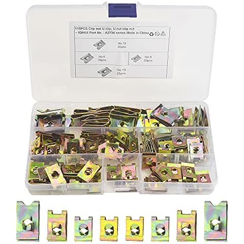WMYCONGCONG 110 PCS Auto Car U Type Nut Clip Assortment Car Fastener Clips Speed Fastener Replacement for for Dash Door Panel Interior Cover