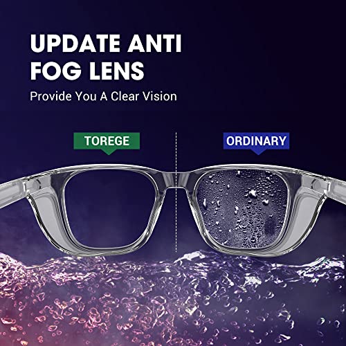 Image of TOREGE Clear Safety Glasses Anti-Fog, Stylish Safety Goggles Eye Protection With Scratch Resistant & Anti-Blue Light Lens, Protective Eyewear Lab Goggles For Men Women(Transparent White&Clear Lens)