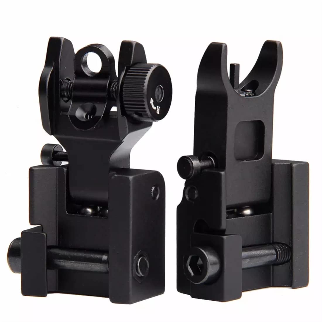 Basso profilo regolabile Flip Up anteriore posteriore ferro mira set transizione rapida AR15 ferro mira