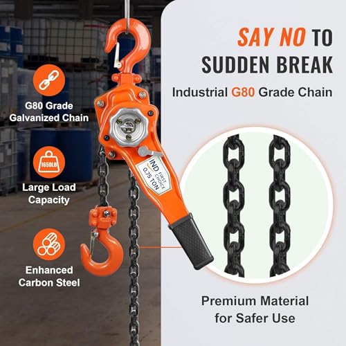 Image of IND Ratchet Lever Hoist /Manual Hand Chain Hoist - 0.75 Ton (750 kg) Load Capacity, 1.5 Meter Lift, 6 mm G80 Chain, Heavy-Duty Industrial Hoist.