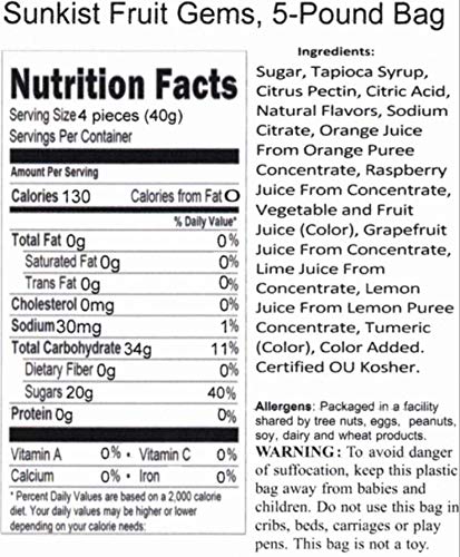Sunkist Fruit Gems, 5-Pound Bag #TOP2