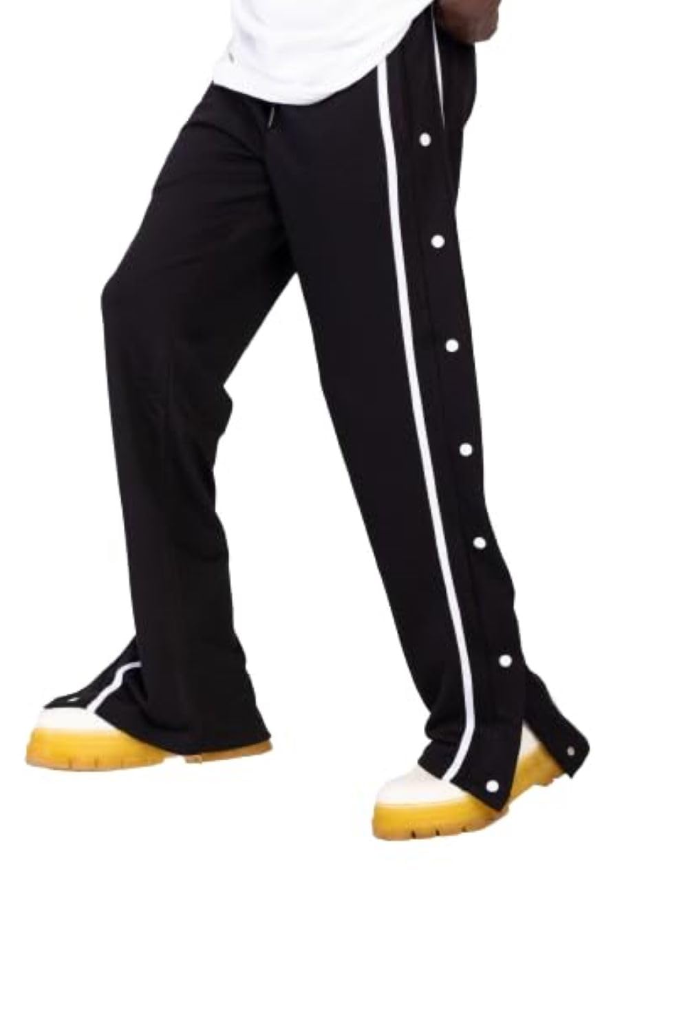 PELY Men's Casual Basketball Pants with Snap Buttons, Split Leg Design Long Pants | Various Sizes | Cotton Blend Men’s Fashion | Loose Lightweight Loose Fit Large Size Cool Man casual Trousers