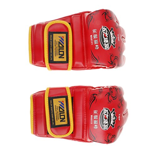 LEIPUPA 1 Par Meio Dedo Sanda Artes Marciais Punch Bag Training Sparring Luvas - Vermelho