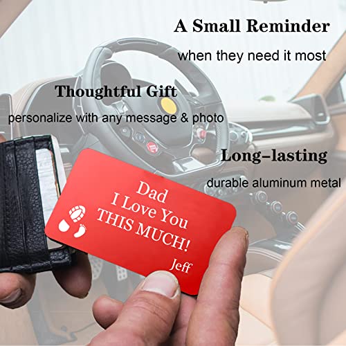 Personalized Wallet Insert, Custom Metal Cards with Photo Message Engraved, Anniversary Cards Gift for Husband, Dad, Boyfriend Double-Sided Text 1PCS3