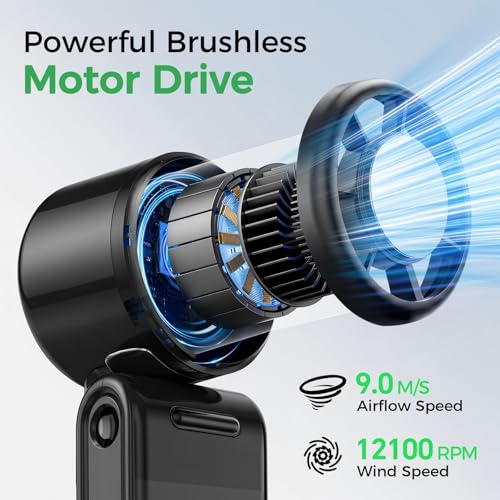 Image of MERTTURM Portable Handheld Turbo Fan with Ice Cooler, 3-In-1 USB Rechargeable Mini Hand /Neck /Desk Fan, 10H Cooling Foldable Personal Pocket Fan with LED Display /5 Speed for Travel Home Outdoor Office