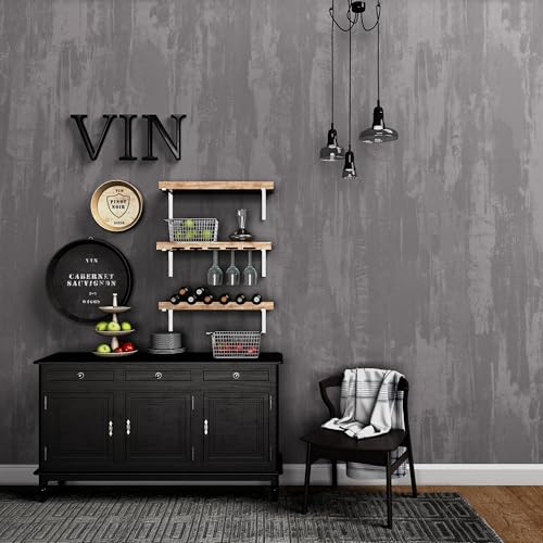 31.5x315inch Extra Wide Light Grey Concrete Wallpaper Peel and Stick Silver Grey Stained Contact Paper Matte Thick Self-adhesive Wall Paper Roll Waterproof Furniture Sticker Modern Industrial Style