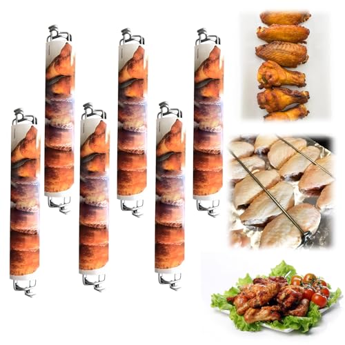 Gohere Wing Rails for Grilling Chicken Wings Skewers Leg Rack for Grill Barbecue Fork BBQ Grilling Accessories for Outdoor Picnic Camping (6)