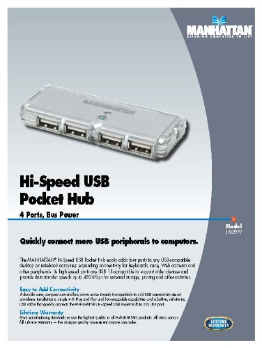 Manhattan 4-Port Hi-Speed Usb Pocket Hub - Silver (160599) #TOP1