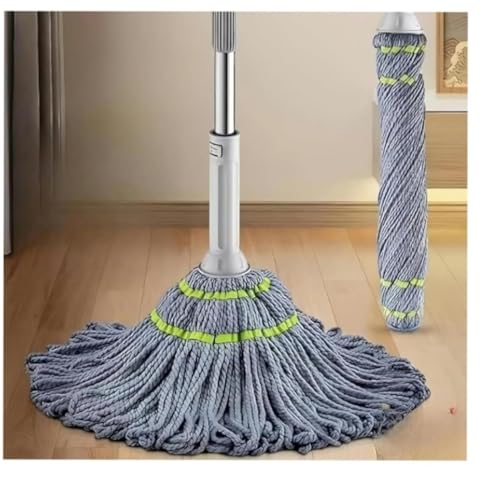 Premium Microfiber Floor Cleaning Mop | 360° Spin Twist Mop with Adjustable Handle | Super Absorbent Cotton Head for Wet & Dry Cleaning (White)