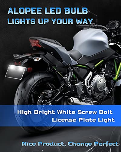 Image of Alopee 2-Pack White LED License Plate Light Assembly, Screw Bolt Design, Aluminum Waterproof Housing, 2835 Chips, DC 10-15V, for Car and Motorcycle