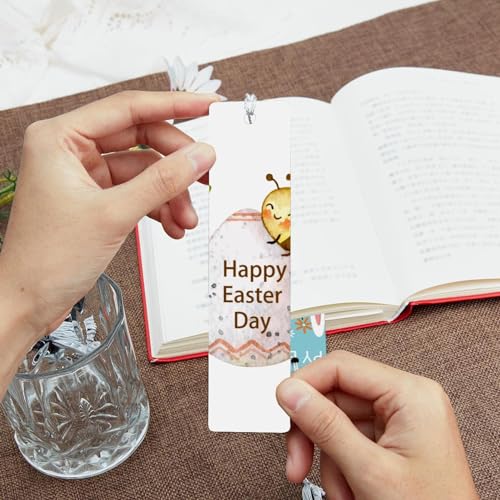 Lot de 6 marque-pages Happy Easter-Day à fond plat pour livre - 7