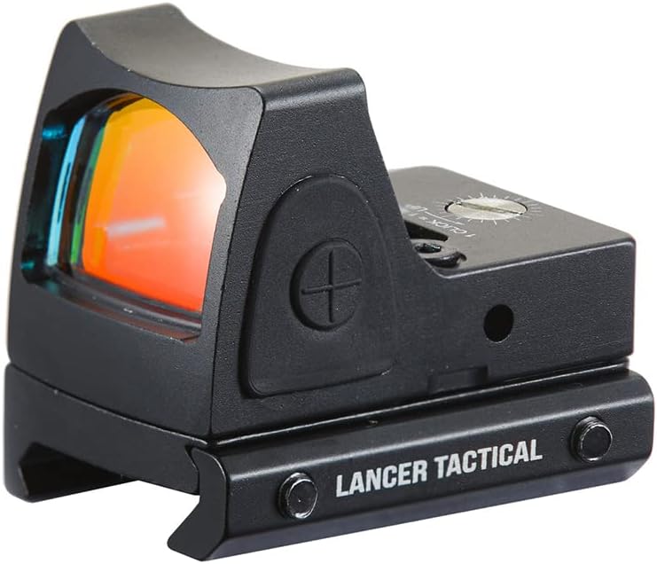 Lancer Tactical Adjustable 20mm Picatinny Airsoft Red Dot Reflex Sight with Glock Mount Airsoft Pistol (Color: Black)