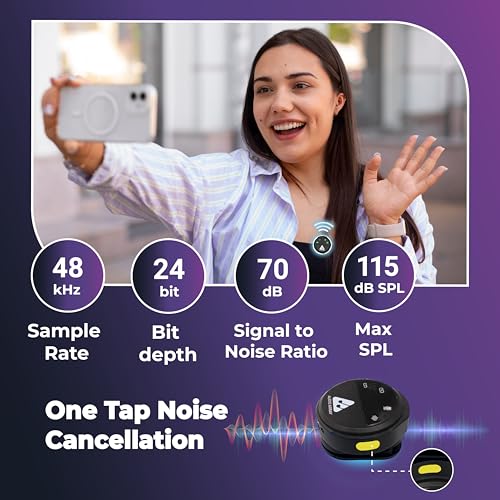 Image of Audio Array Magnetic Wireless Lapel Microphone Set with Handheld Interview Adapter | 48KHz /24Bit Recording, Smart Noise Reduction, 50M Range, Windscreen for Vlogging & Interviews