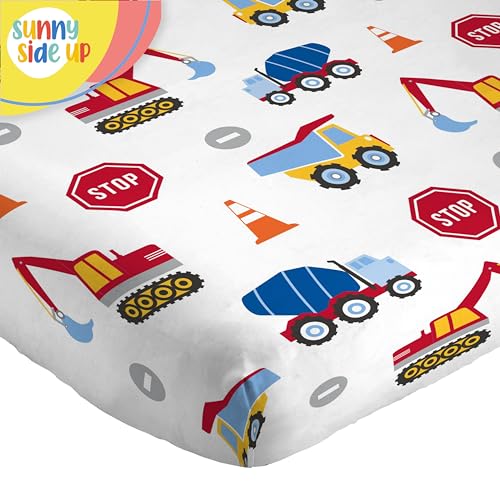 Image of Sunny Side Up Construction Zone Full Sheet Set - 4 Piece Kids Bedding Set Includes Pillow Cover - Super Soft Trucks Microfiber Sheets
