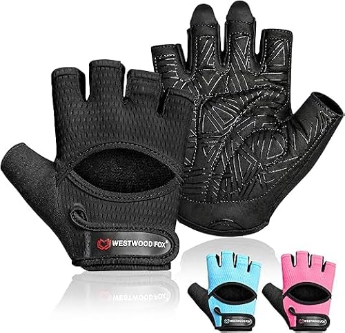 WESTWOOD FOX Guantes de gimnasio para hombres y mujeres, guantes ventilados para levantamiento de pesas, fitness, ciclismo y entrenamiento con acolchado grueso, protección completa de la palma, agarre