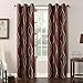 No. 918 Intersect Wave Print Casual Textured Curtain Panel,Paprika Red,48" x 84"