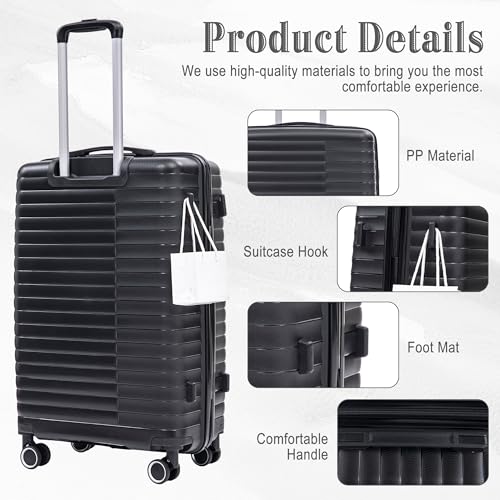 Image of Hardside 4 Luggage Set, Lightweight Wave Suitcase with Spinner Wheels