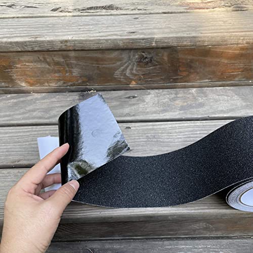 Image of Kimee 4 inch Heavy Duty Anti Slip Tape For Stairs Outdoor /Indoor Waterproof Grip Tape Safety Non Skid Roll For Stair Steps Traction Tread Staircases Non Slip Strips, Black