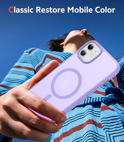 Image of FNTCASE for iPhone 12 Case Matte: iPhone 12 Pro Case Magnetic Phone Cases Compatible with Magsafe Slim Anti Yellowing Military Grade Drop Rugged Protective Translucent Cell Phone Cover (C-Purple)