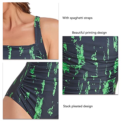 Maiô de Uma Peça, maiô Feminino Impressão Elegante Cinta Espaguete Fibra de Poliéster Respirável par
