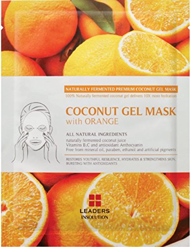[LEADERS] SUPERFOOD Mask / COCONUT GEL MASK With ORANGE / 100% Naturally fermented coconut gel / Delivers 10X more hydration / 10 Sheet Masks