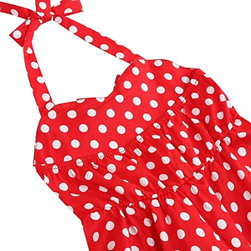 Kids Vintage Polka Dot 50S Girls Dress 1950S Dresses For Girls Halter Dress Princess Flower Girl Dress A Line Retro Sleeveless Swing Vintage 1950S Cocktail Dress Heart Neck Red Polka Dot 7-8 Years #TOP4