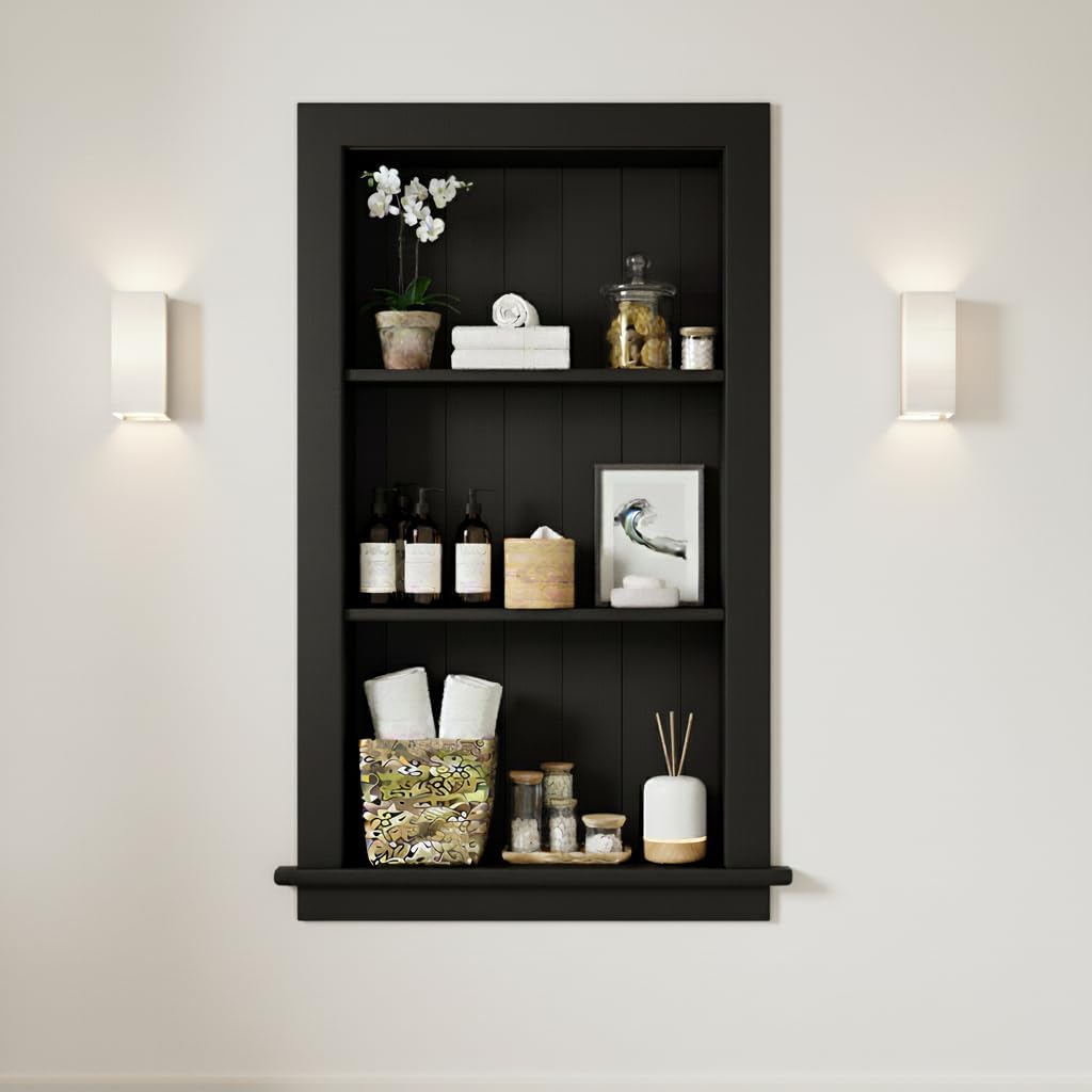 Houseables Recessed Medicine Cabinet, Recessed Wall Niche, Medicine Cabinet Insert, Bathroom Niche, In Wall Shelf, Insert for Drywall, Between Studs Shelf Replacement, Without No Mirror, 14x18 (16x20)