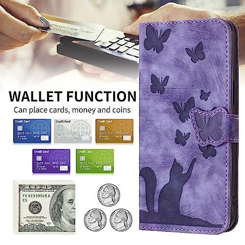 for iPhone SE 2022 Case iPhone SE 2020 Cover iPhone 8/7/6 Case Butterfly Cat Shockproof PU Leather Wallet Phone Case for Girls with Card Holder Folding Stand Magnetic Protect Flip Cover - Image 4