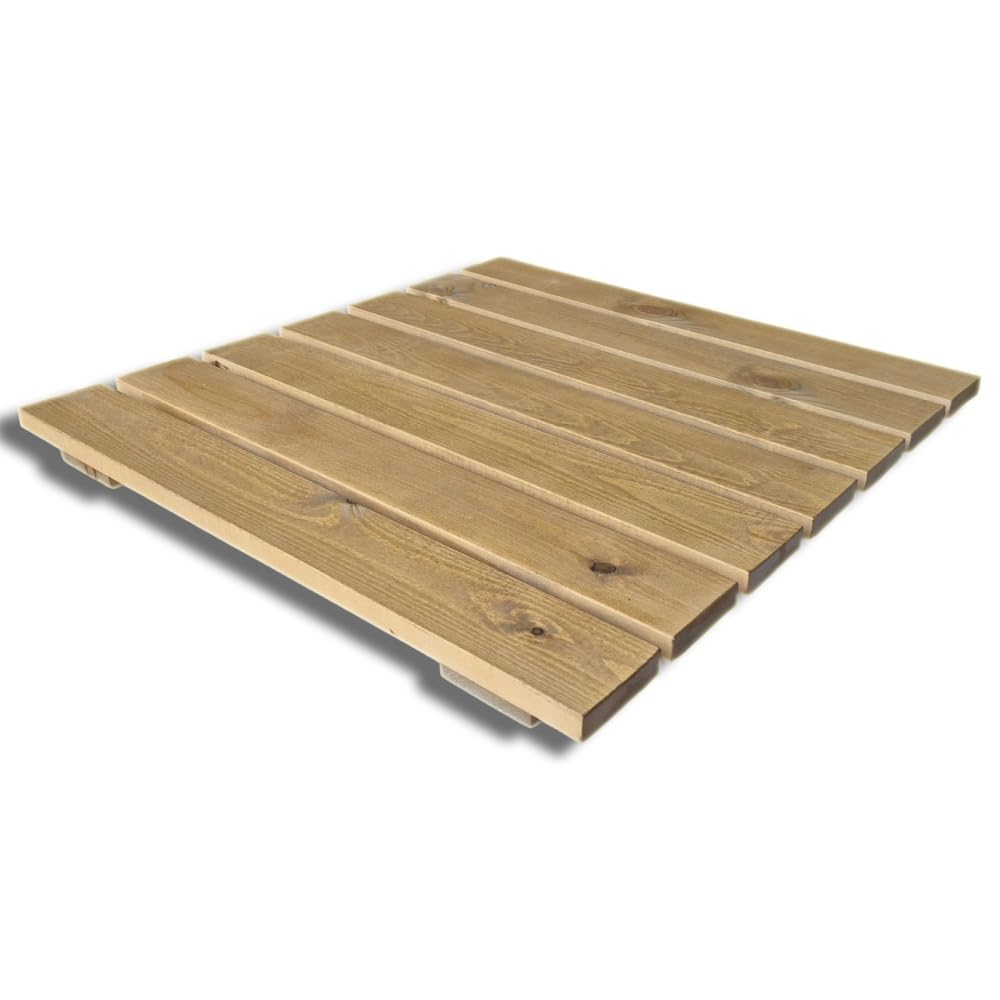 SUNWOOD Pedana Doccia Antiscivolo 70x70 cm, in Legno Massello di Pino - Finitura Rovere Chiaro