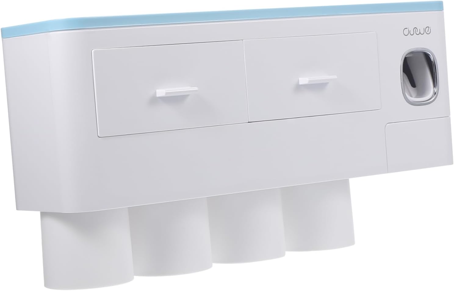 1Pc Wall Mounted Toothbrush Holder with Toothpaste Dispenser Magnetic Suction Design Cups Organizer for Bathroom Storage Easy Installation Material