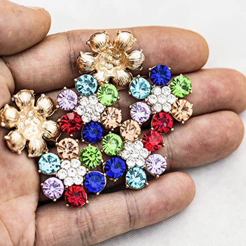 Builcker 24Pcs Set Shiny Rhinestone Embellishment Colorful Rhinestone Button Jewelry Accessories Diy Handicraft Accessories (Colorful) #TOP2